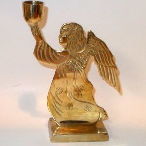 Vintage Brass Angel Candle Holder 7.25" Made In India